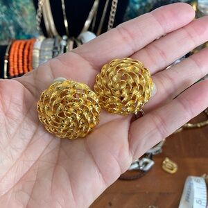 Gold Swirl Clip-On Earrings